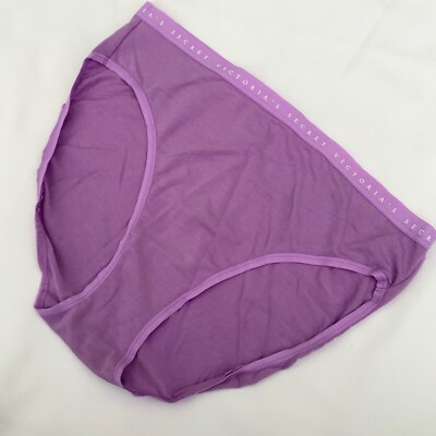 Victoria's Secret Vivid Purple Logo Cotton High Leg Brief Panties - M - BNWT