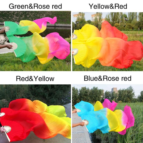 Unisex Dance Fire Flag Fan Bamboo Silk Fans Veils Handmade Praise Worship Trendy - Picture 8 of 18