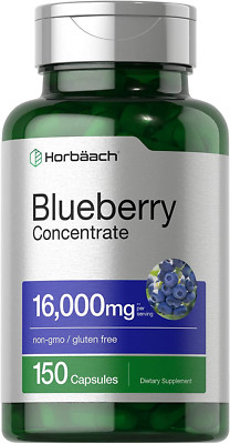 Blueberry Concentrate 16,000mg, 150 Capsules, Non-GMO & Gluten Free, by Horbaach