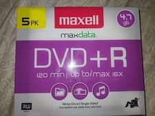 NEW Maxwell 4.7 GB DVD R 5 Pack pk DVD-R 120 minutes up to max 16x music video