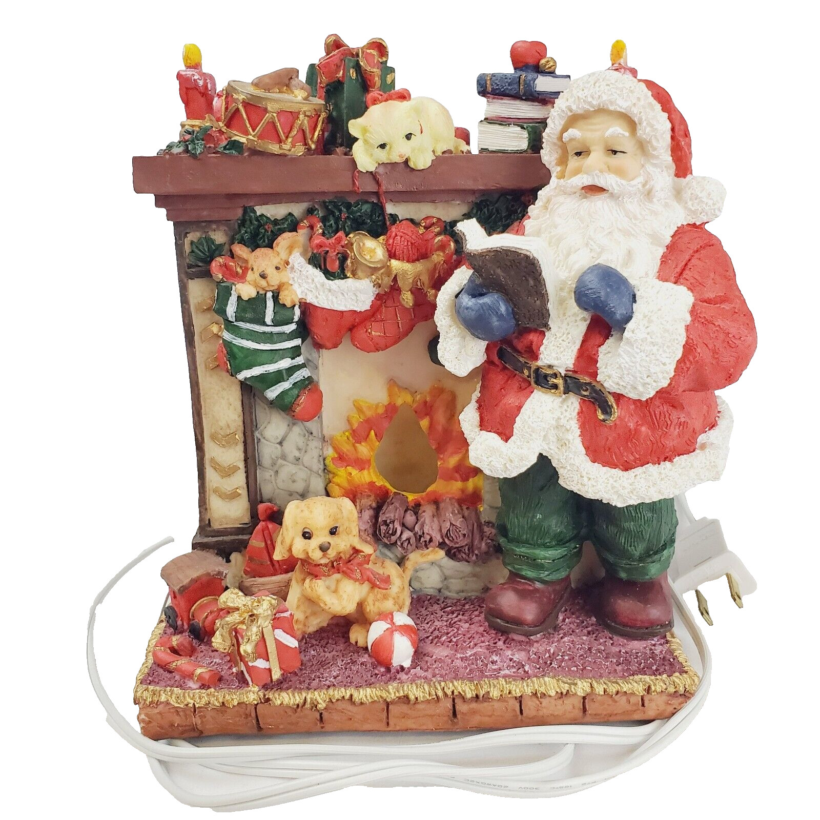 Santa by the Flickering Fire Light Statue Adult's Red 7.5" Home Decor Christmas