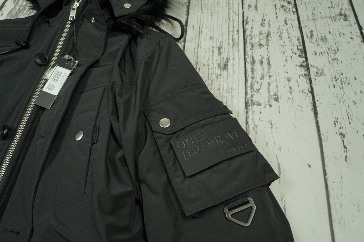 New Diesel W-COLBY Padded parka with faux fur-trimmed hood jacket