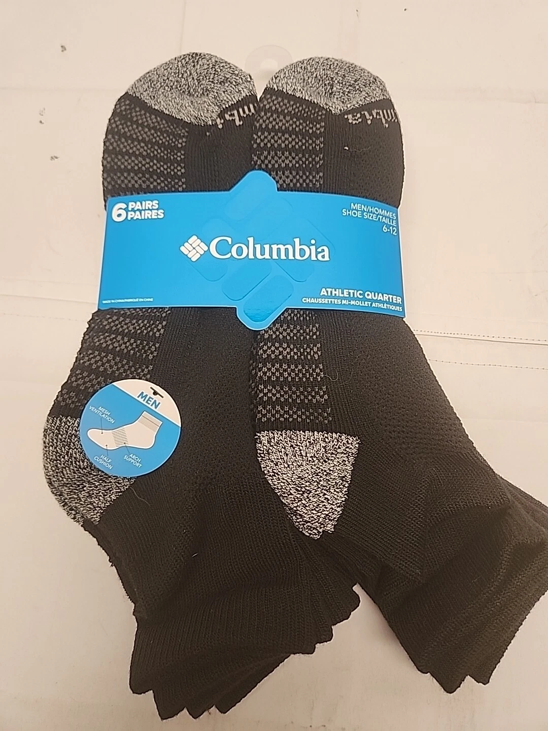 Columbia 6-Pair Men's Athletic Quarter Cut Socks Black/Gray
Opens in a new window or tab