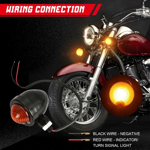 4Pcs Vintage Motorcycle Black Turn Signals Amber Light Bullet For Harley Honda - Picture 5 of 11