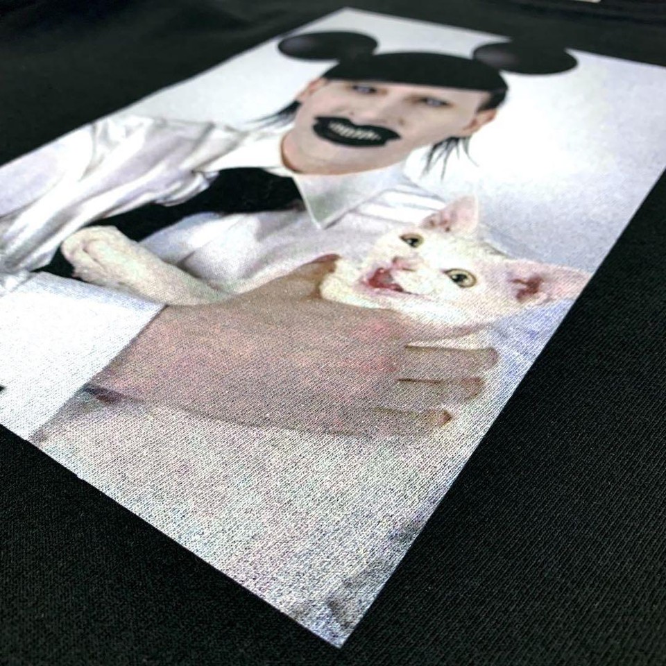 New Marilyn Manson Mickey Ears Hat White Cat Cat Gothic Band TShirt eBay
