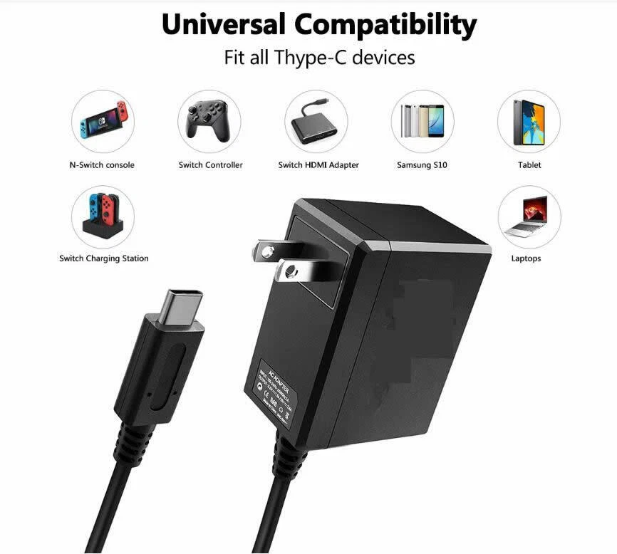 AC Adapter Power Supply Wall Charger For Nintendo Switch Dock & Pro Controller - Image 4 of 4