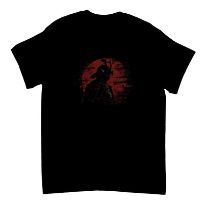 Samurai T-Shirt Schwarz Unisex Krieger Ninja Japan Helm Soldat Schwertkampf