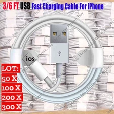 Wholesale Lot USB Cable 3/6Ft For Apple iPhone 14 13 12 11 8 7 6 5 Charger Cord