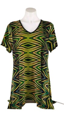 J & JL Fashion Green, Black Multicolored Pullover, Hi-Lo Hem Dress/Tunic.  XL | eBay