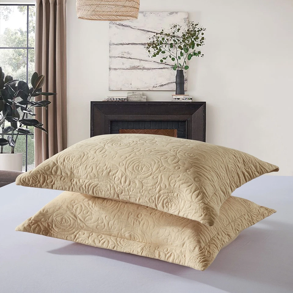 Juego de 2 fundas de almohada de microfibra decorativas bordadas Queen tamaño estándar Foto 4 de 4