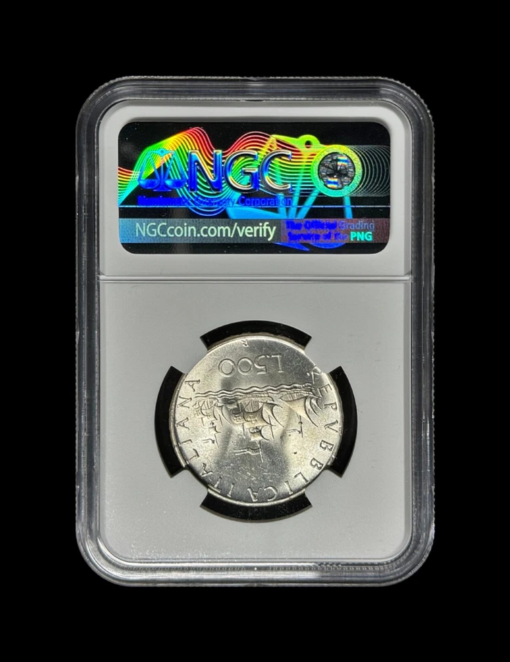 ITALY. 1967, 500 Lire, Silver - NGC MS65 - Nina, Pinta, Santa Maria, Columbus 61 - Image 4 of 4