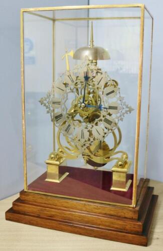 Antique English Single Fusee Passing Strike Skeleton Clock Under Glass Case - Photo 1 sur 24