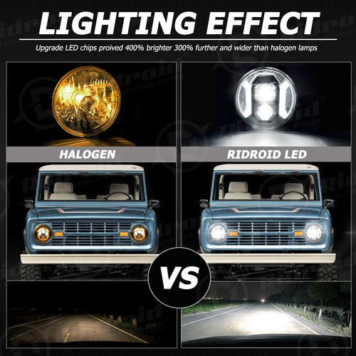 For Hummer H2 H3 H3T 06-10 7" LED Headlights 4" Fog Lights Combo Halo Angel Eyes - Picture 13 of 23