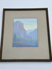ANTIQUE YOSEMITE PAINTING LANDSCAPE SENTINEL ART DECO HARRY SEIDNER LISTED SMALL