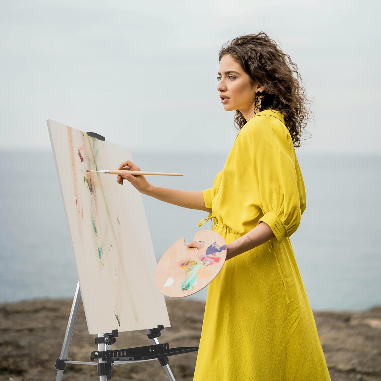 YDisplay Art Easel Stand for Display Aluminum Adjustable Easel Height up to 61-I