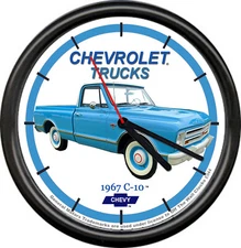 Licensed 1967 C-10 Blue Chevrolet Pickup Truck General Motors Sign Wall Clock