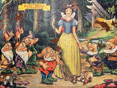 Vintage 1950's Walt Disney Snow White Seven Dwarfs Puzzle FOR