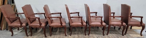 Hickory Chair Co Carved Wood and Leather Louis XV Style Bergere Armchairs - Picture 8 of 9