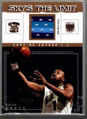 A9563 2003-04 SkyBox LE Sky's Die Limit Game-Used 50 # Slbd Baron Davis Jersy /