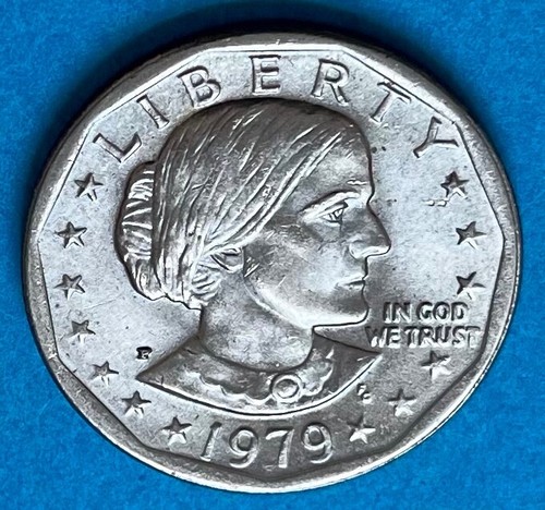 1979 P Susan B Anthony Dollar Coin Wide Rim - Near Date - Circulated - SBA - Picture 2 of 4