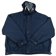 Vintage 90s Members Only Jacket XL Blue Removable Liner Packable Hood