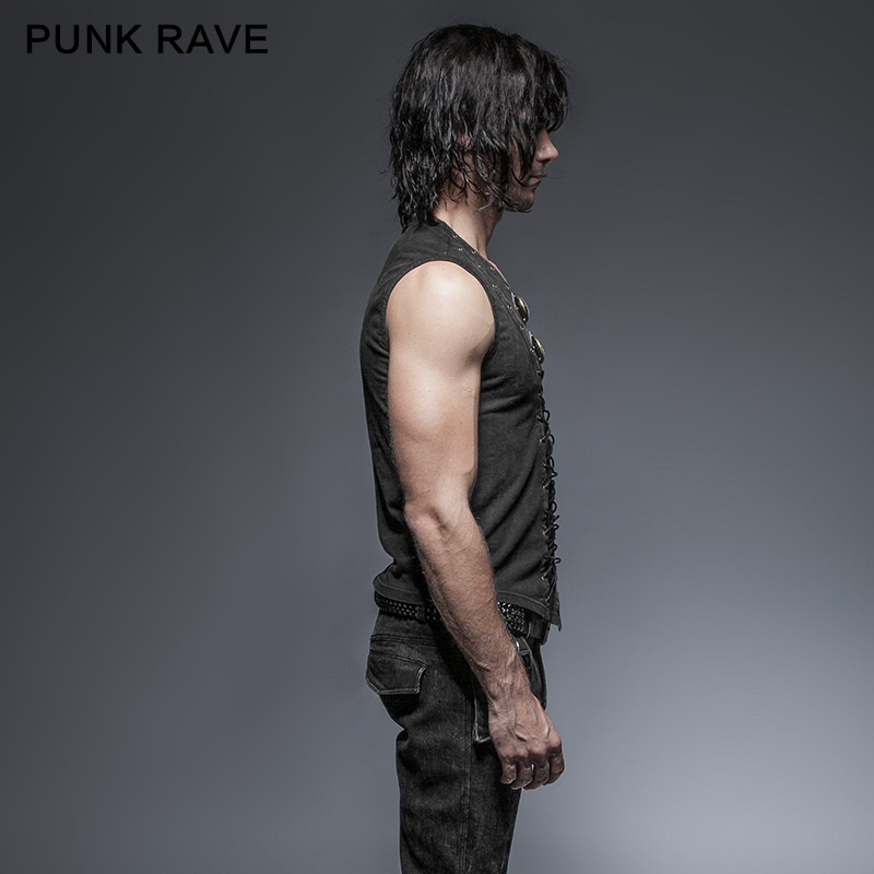 トップス y2k zip up sleeveless shirt vest punk Punk Studded Zip Up Vest | No Rules - No Rules Fashion