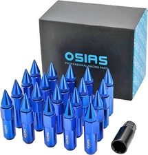 OSIAS Brand New 20PCS M12X1.5 Racing Wheel 60MM Lug Nuts with Socket Key Blue