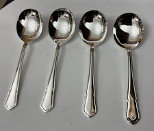 Vintage 4 X Viners Silver Plate 17.5cm Dubarry Du Barry Soup Spoons Cutlery