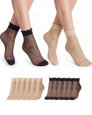 Century Star 12 Pairs Women's Polka Dot Sheer Ankle Socks Cute Ultra Thin Lac...