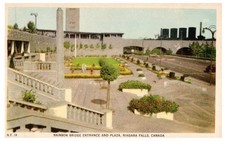Vintage Rainbow Bridge Entrance Niagara Falls Canada Postcard Bond Street