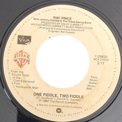Ray Price 45 One Fiddle Two Fiddle / San Antonio Rose 1982 Warner Bros 7-29830