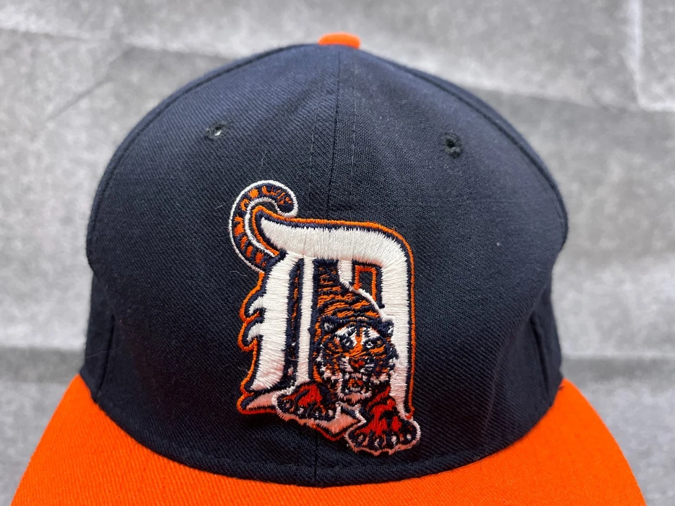 VINTAGE Detroit Tigers Hat Cap Strap Back Adult 7 1/8 Blue Orange 100% Wool 90s - Image 2 of 4