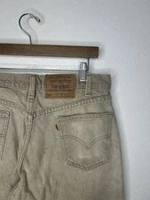 Vintage 90s Olive Green/Tan Orange Tab Levis 550 Made USA Factory#530 32x33 True