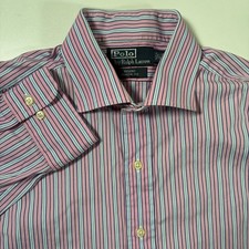 Polo Ralph Lauren Button Down 16.5 32/33 Pink Blue Striped Regent Classic Fit