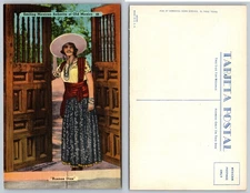 Smiling Mexican Senorita Old Mexico Postcard