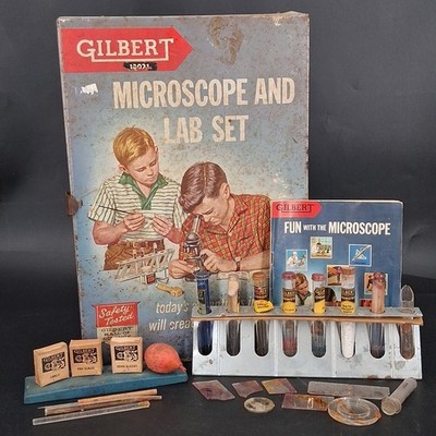 Vintage A.C. Gilbert Chemistry Experiment Lab Set 13021 Case Manual & Test Tubes