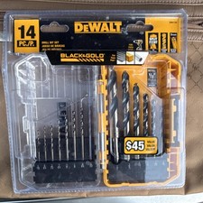 Juego de brocas de metal DEWALT DWA1184 negro y dorado de 14 piezas con estuche resistente+