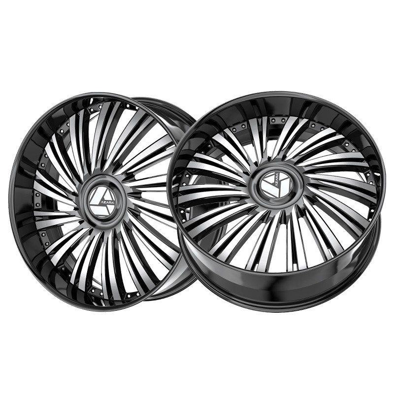 1 X Azara AZX-102 Gloss Black & Machined 28X9.5 Blank 78.1 Hub 15