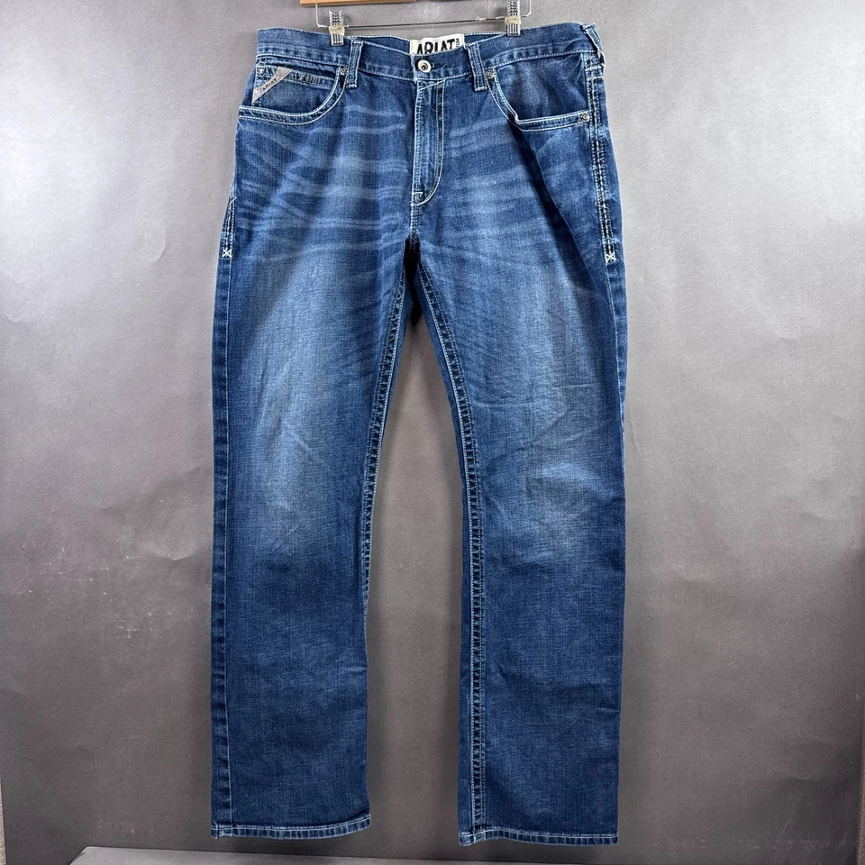 Jeans Ariat Hombre 38x36 Azul M4 Bootcut Adkins Turnout Western Distress (Etiqueta 36x36) Foto 2 de 4
