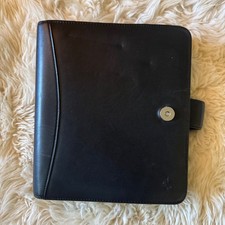 Franklin Covey 7 Ring Black Leather Snap Binder Organizer Planner 8 x 9.5 READ