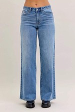 Judy Blue Mid Rise Retro Wide Leg Medium Wash Jeans 82702 Stretchy Comfort