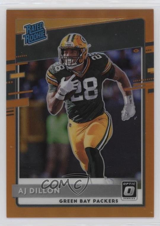 2020 Donruss Optic Rated Rookies Orange Prizm /199 AJ Dillon #174 Rookie RC 10no