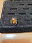  Vintage Sterling Beau Filagree Edge Tiger's Eye Ring Adjustable 