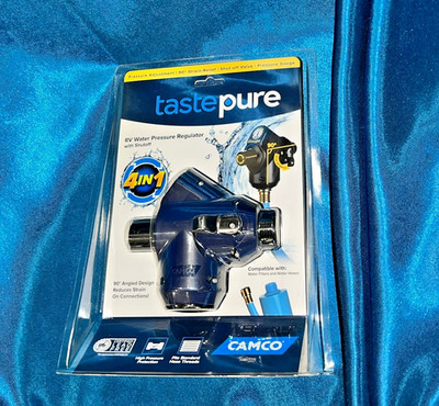 Camco 4-in-1 TastePure RV Water Pressure Regulator with Shut Off - 40065