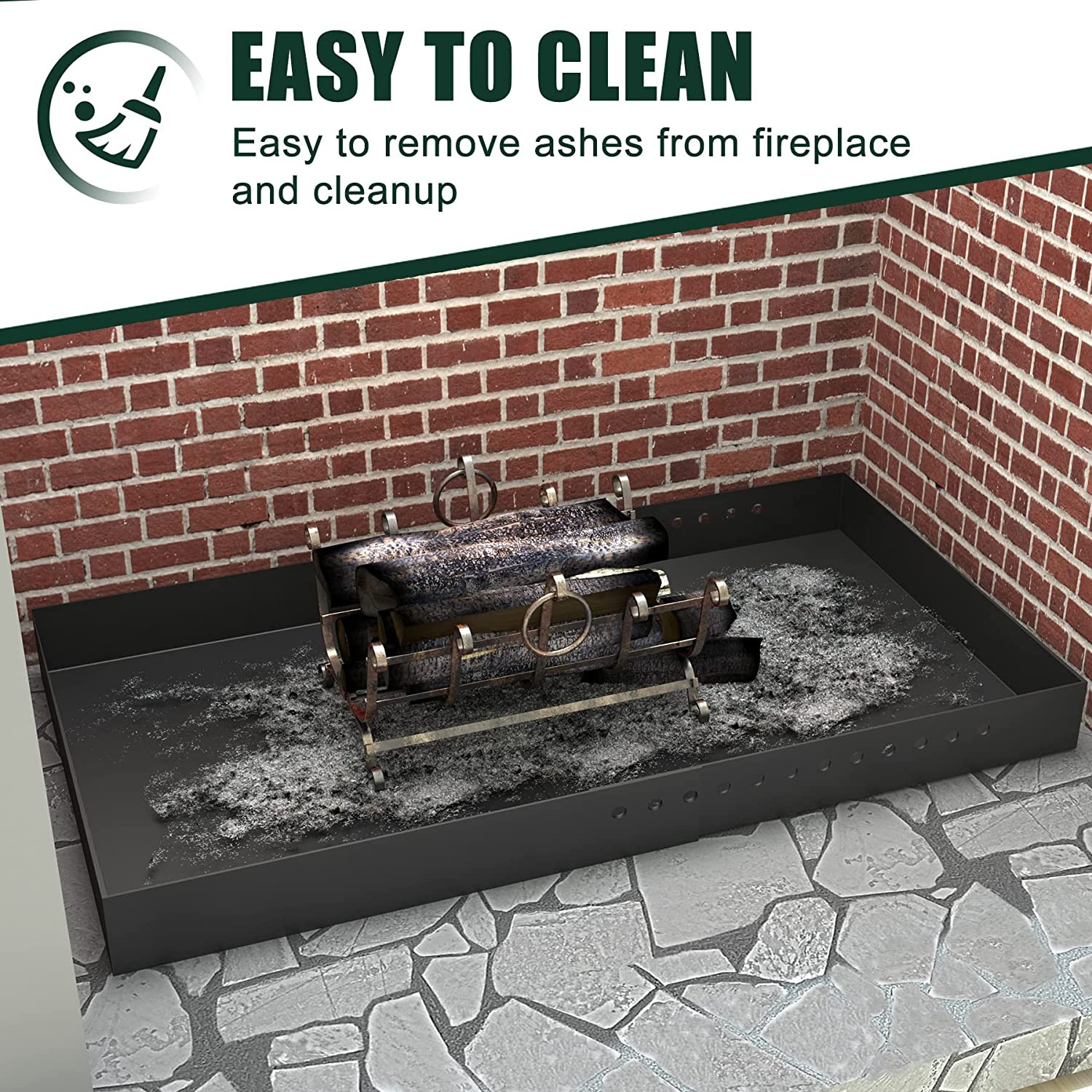 Adjustable Fireplace Tray, Expandable Ash Pan for Ash Collection, Galvanized Ste