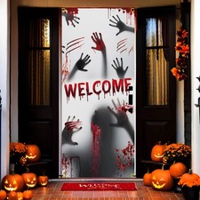 35x79 Halloween Fabric Scary Door Cover Decor For Haunted House Home Clearance