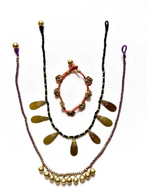 Unique Artisan crafted Brass and Rope Set of Necklace and Anklet