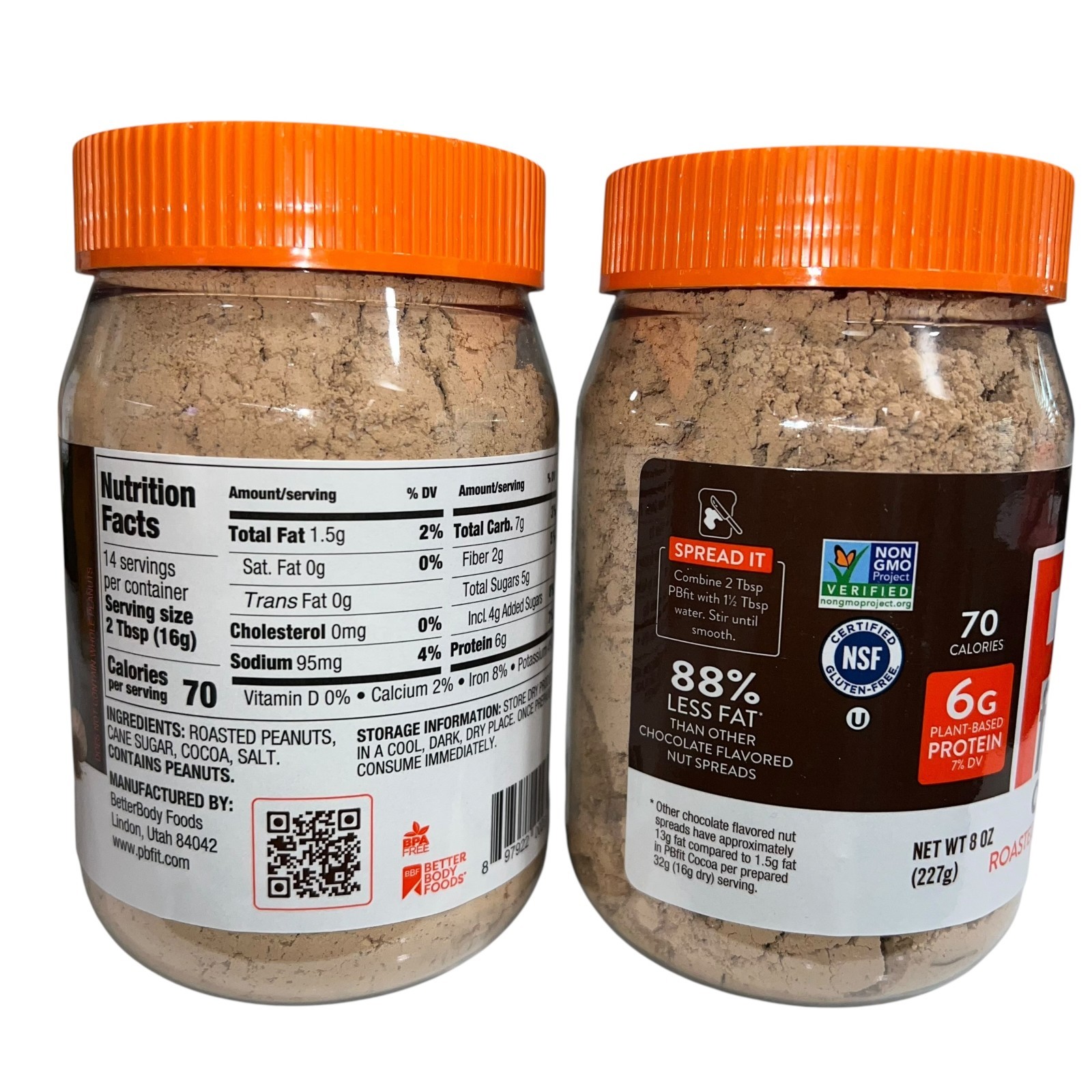 PBfit Chocolate Peanut Butter Powder 8oz - 2 Pack - Low Fat