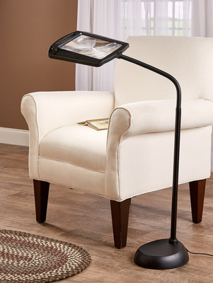 NIB 402039-04 Full Page 8 x 10 Inch Magnifier LED Illuminated Floor Lamp, Black 