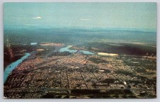 Prince George BC Canada Aerial View Postcard 1966 Nechako & Fraser Rivers